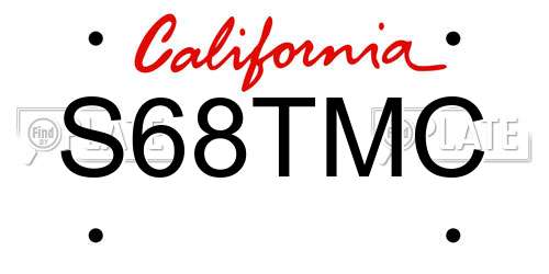 S68TMC California License Plate