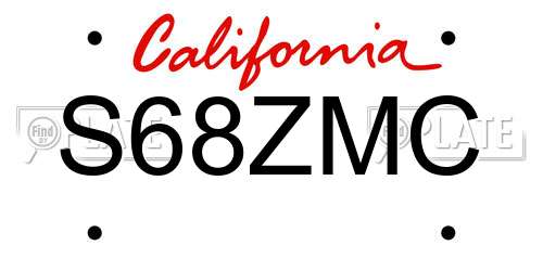 S68ZMC California License Plate