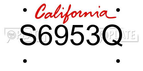 S6953Q California License Plate