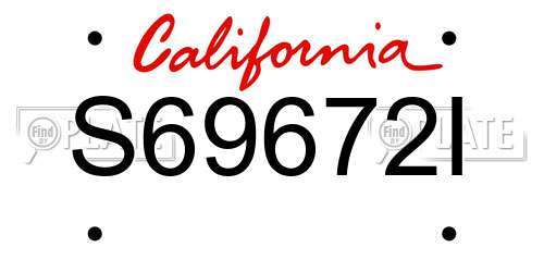 S69672I California License Plate