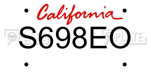S698EO California License Plate