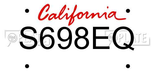 S698EQ California License Plate