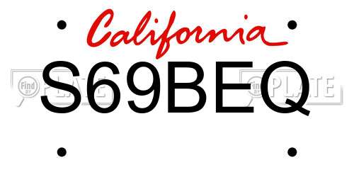 S69BEQ California License Plate