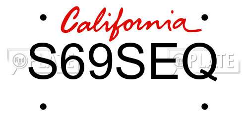 S69SEQ California License Plate