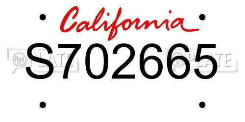 S702665 California License Plate