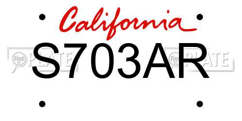 S703AR California License Plate