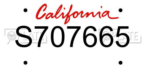 S707665 California License Plate