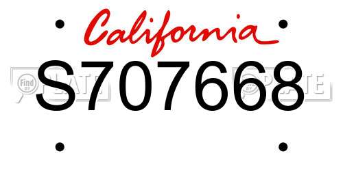S707668 California License Plate
