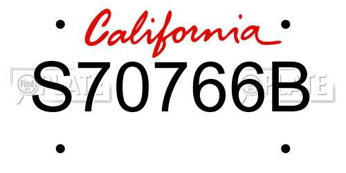 S70766B California License Plate