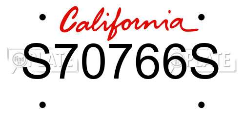 S70766S California License Plate