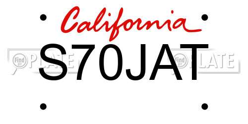 S70JAT California License Plate