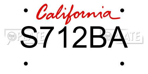 S712BA California License Plate