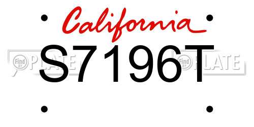 S7196T California License Plate