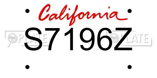 S7196Z California License Plate