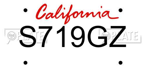 S719GZ California License Plate
