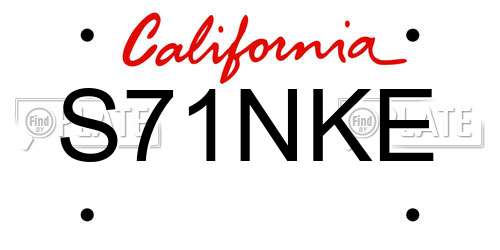 S71NKE California License Plate