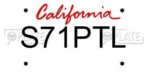 S71PTL California License Plate