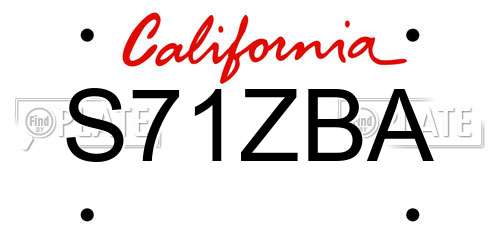 S71ZBA California License Plate