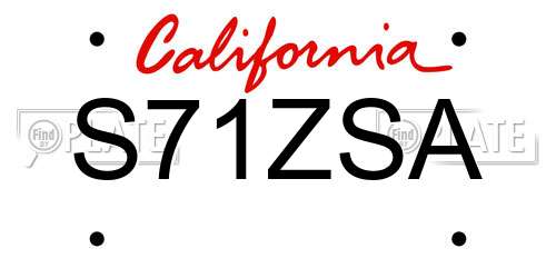 S71ZSA California License Plate