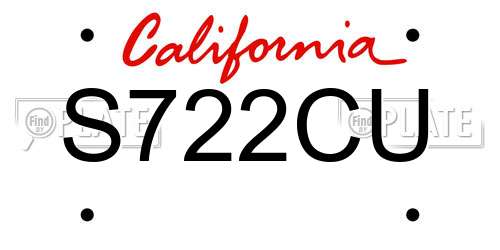 S722CU California License Plate