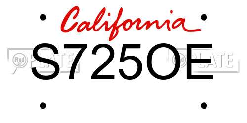 S725OE California License Plate