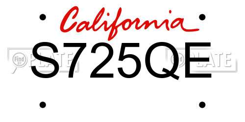 S725QE California License Plate
