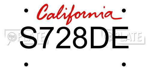 S728DE California License Plate