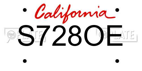 S728OE California License Plate