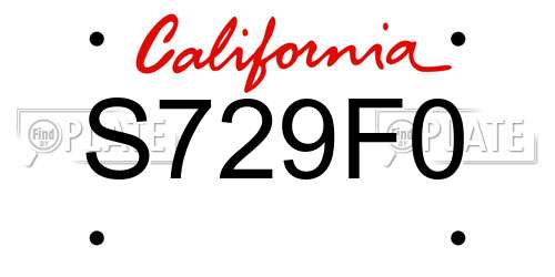 S729F0 California License Plate