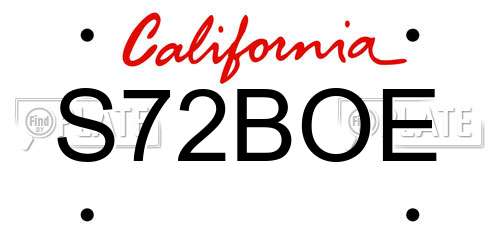 S72BOE California License Plate