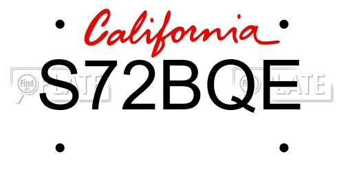 S72BQE California License Plate
