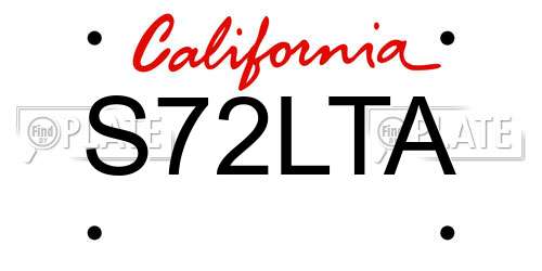 S72LTA California License Plate