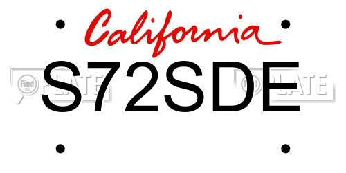 S72SDE California License Plate