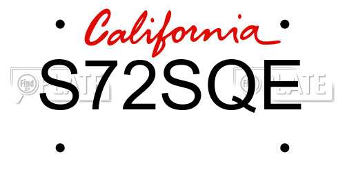 S72SQE California License Plate
