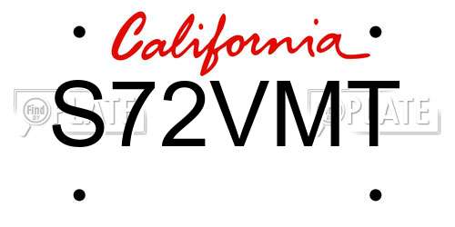 S72VMT California License Plate