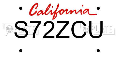 S72ZCU California License Plate
