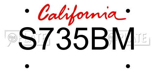 S735BM California License Plate