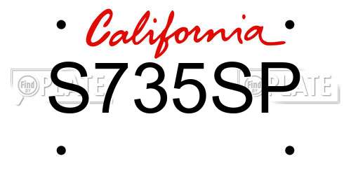 S735SP California License Plate