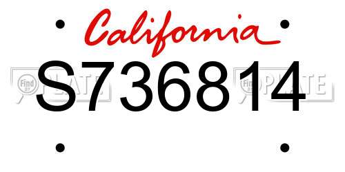 S736814 California License Plate