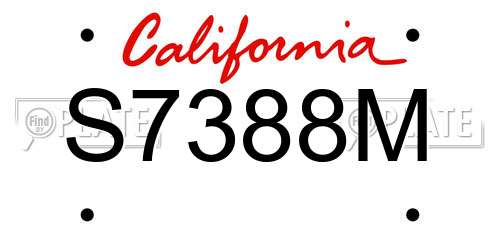 S7388M California License Plate