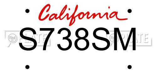S738SM California License Plate