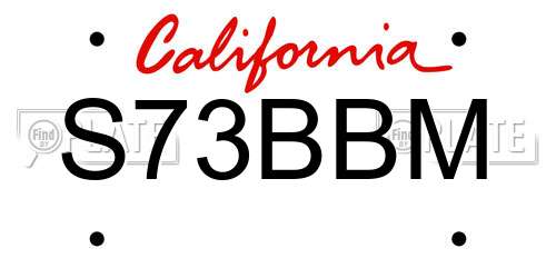 S73BBM California License Plate
