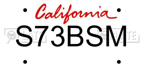 S73BSM California License Plate