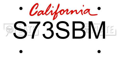 S73SBM California License Plate
