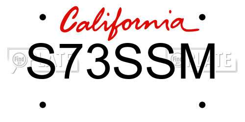 S73SSM California License Plate