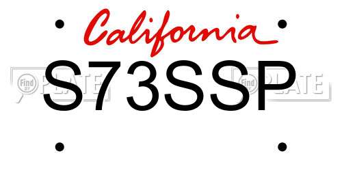 S73SSP California License Plate