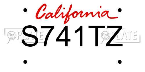S741TZ California License Plate