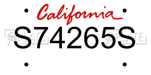 S74265S California License Plate
