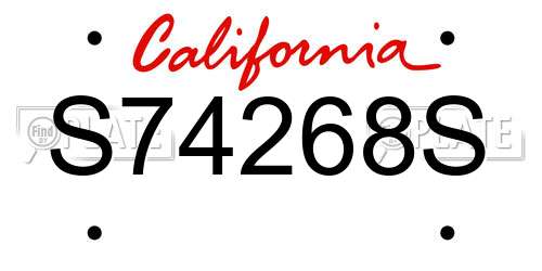 S74268S California License Plate