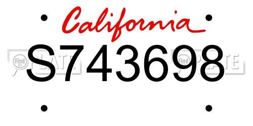 S743698 California License Plate